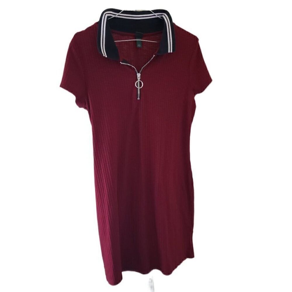Wild Fable Short Sleeve Quarter-Zip Collared Rib Knit Dress
